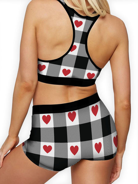 Plaid Hearts Ellie Sports Bra