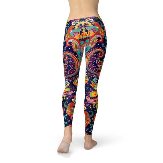 Ornamental Blue Paisley Leggings