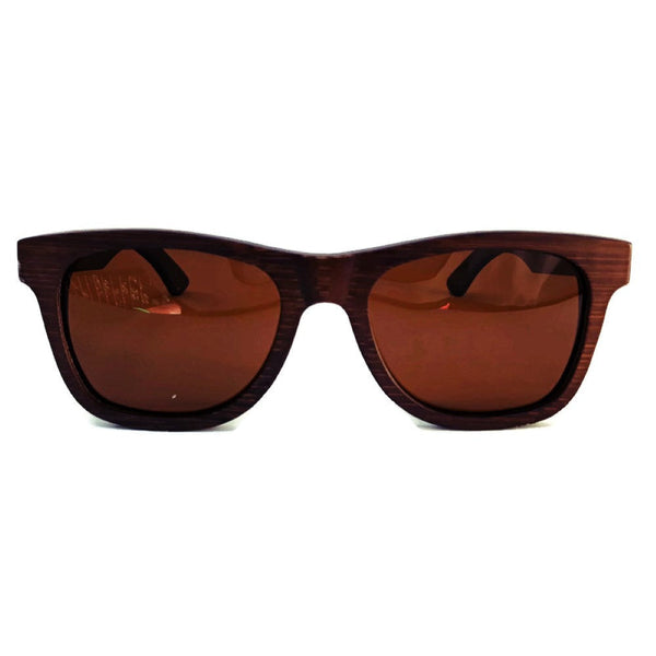 Crimson Wooden Sunglasses with Bamboo Case, Tea Polarized