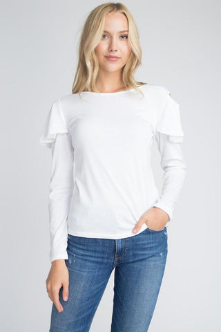 Cold Shoulder Ruffle Long Sleeve Top