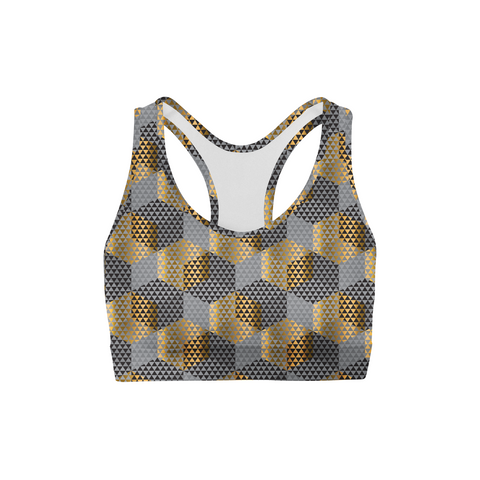Golden Geometric Sports Bra