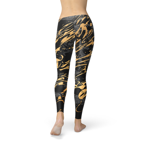 Black Gold Marble Leggings