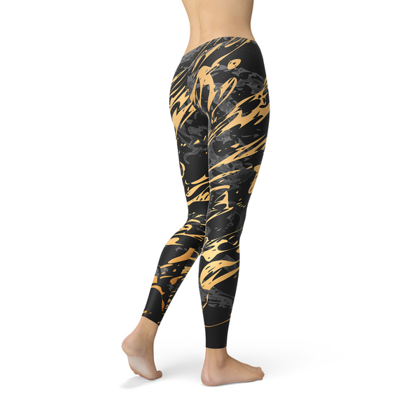 Black Gold Marble Leggings