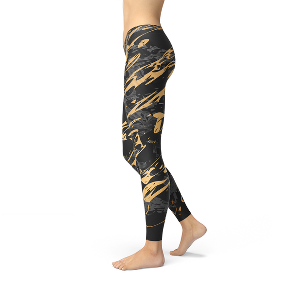 Black Gold Marble Leggings