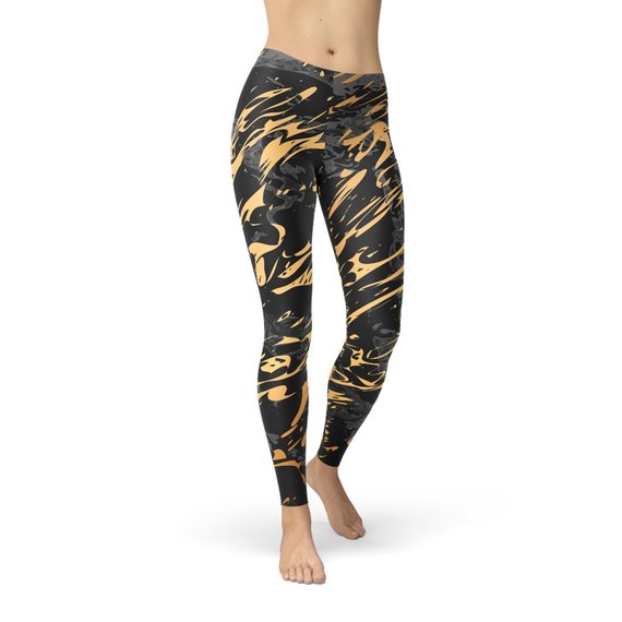 Black Gold Marble Leggings